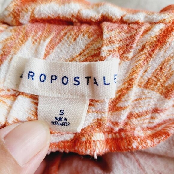 Aeropostale Shorts Tropical Sz Small Paper Bag Waist Coral Rayon Linen Blend - Picture 5 of 6